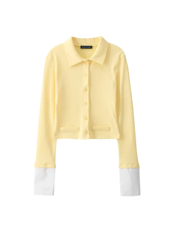 Cuffs Collar Cardigan_ Lemon