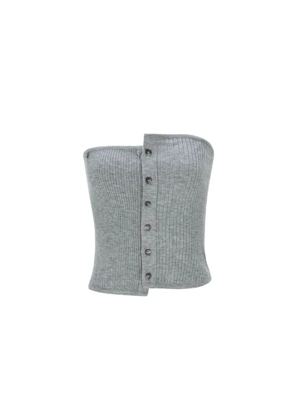 [4TH] BUTTON KNIT BUSTIER, MELANGE GRAY