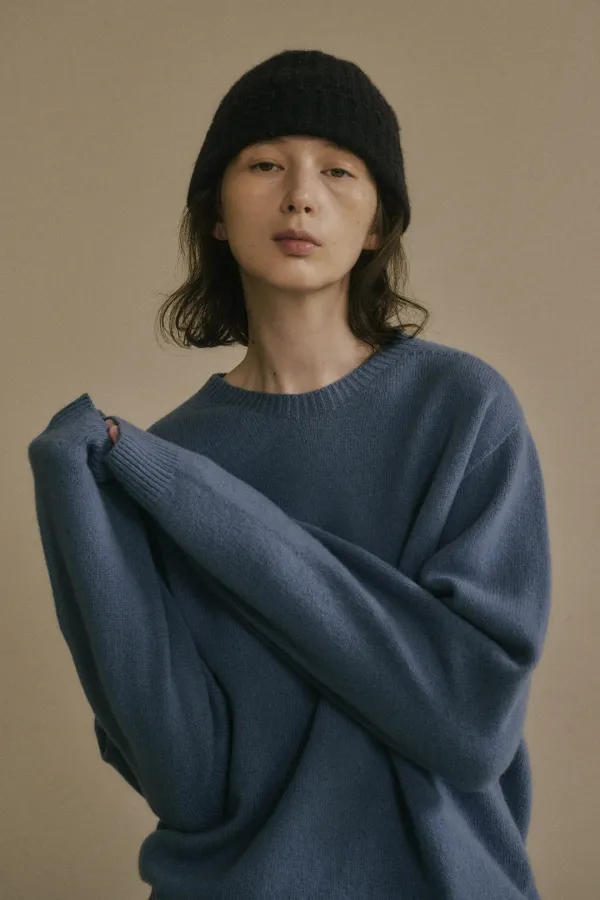 CLOUDEN WHOLEGARMENT WOOL KNIT_BLUE