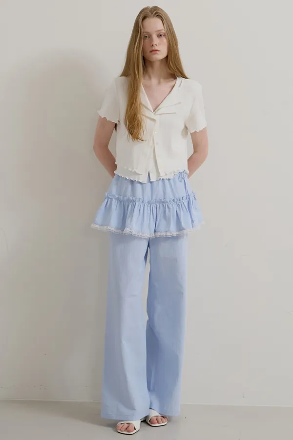 STRIPE SKIRT PANTS - SKYBLUE