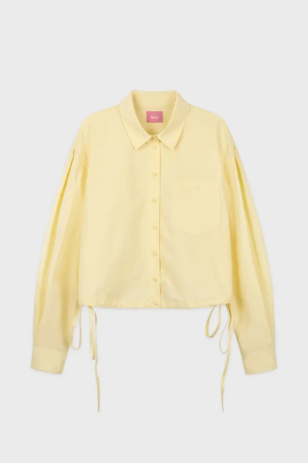 2-Way Drawstring Crop Shirt (Yellow)