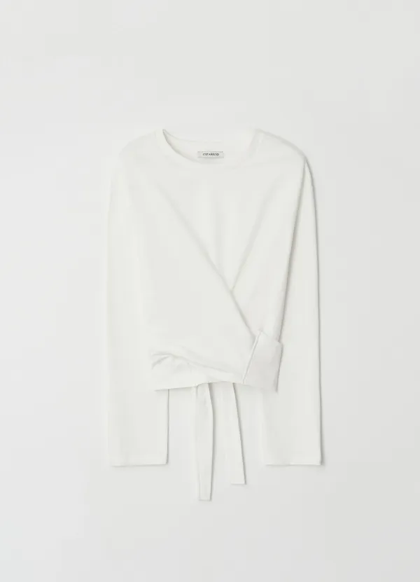 Loose fit wrap long sleeve t-shirts_OFF WHITE
