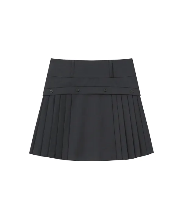[레이 PICK] Side pleats line midi skirt CHARCOAL