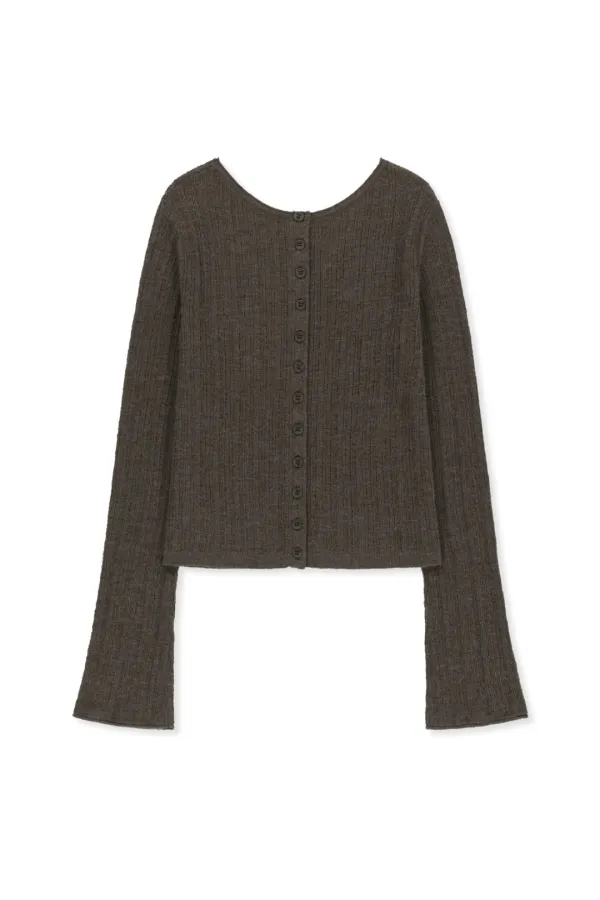 TWO WAY TEXTURE KNIT TOP IN KHAKI BROWN