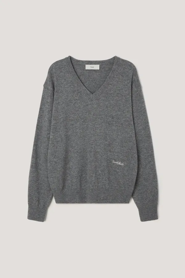UNISEX SOFT V-NECK SWEATER MELANGE GREY_UDSW6A108G2