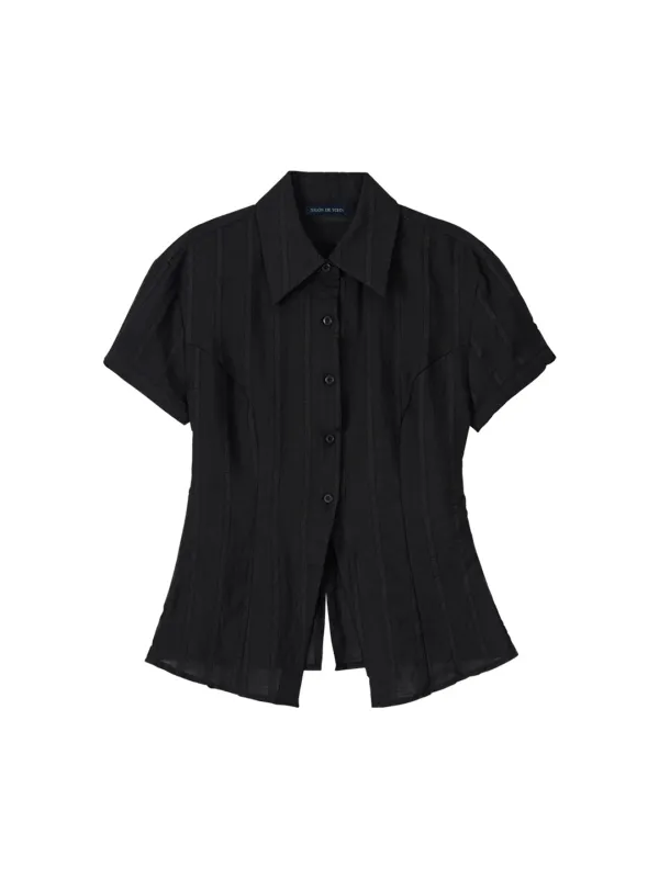 Classic Linen Short Sleeve Shirt_ Black