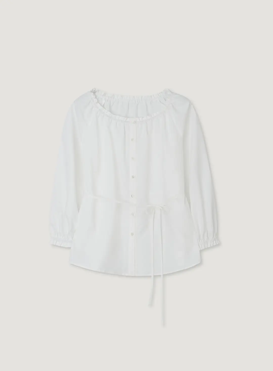 망고매니플리즈 TALIA SHIRRING BLOUSE_WHITE 상품 이미지 1