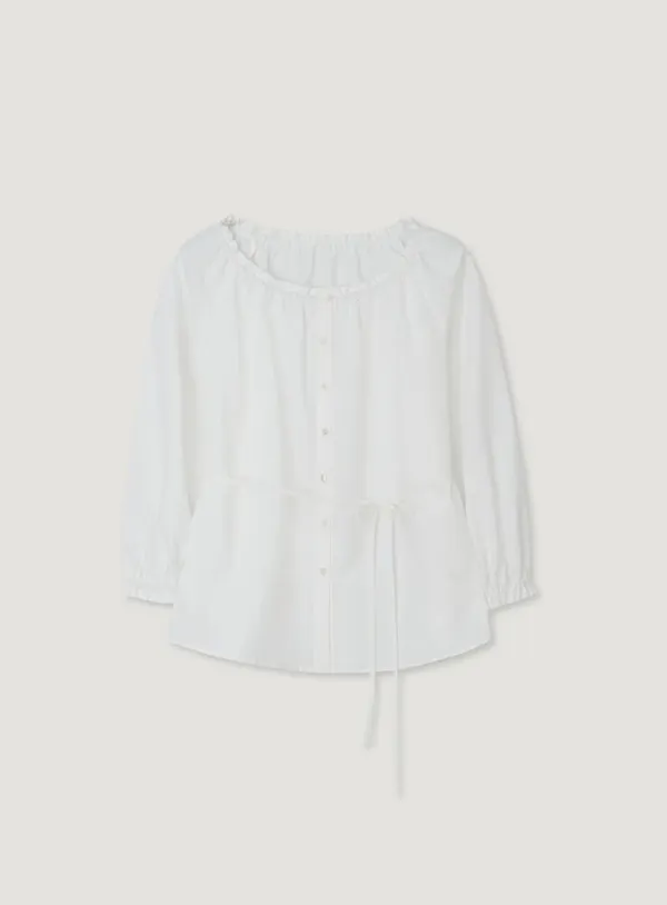 TALIA SHIRRING BLOUSE_WHITE