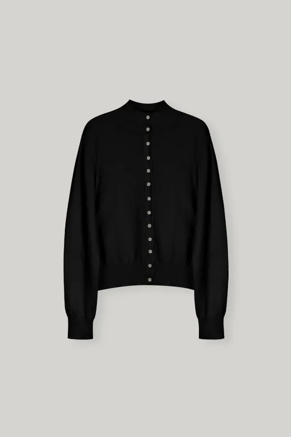 Armelle High-neck Wool Cardigan