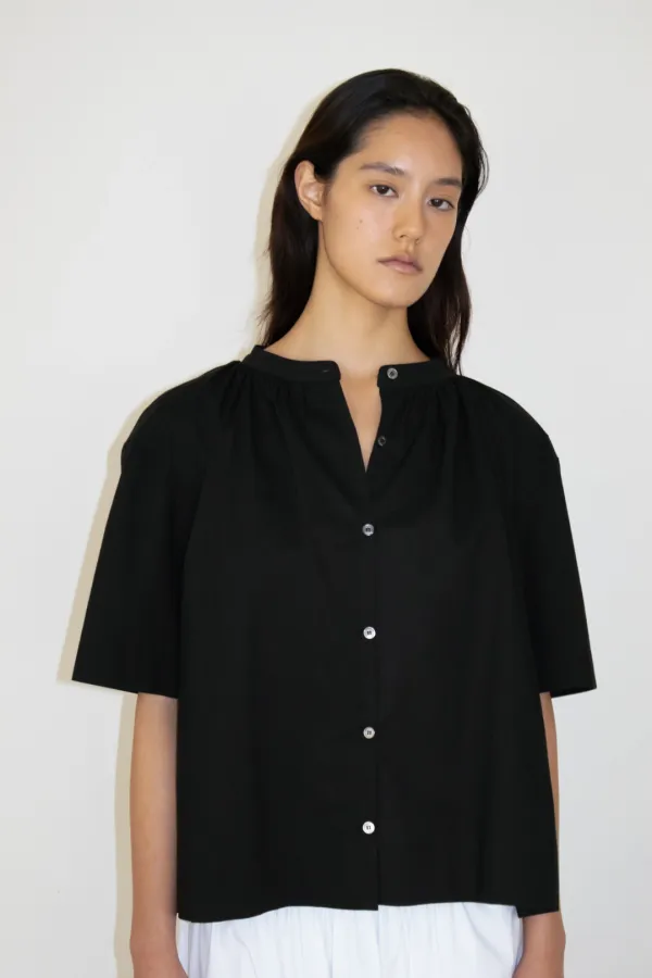 Cotton Back-Tie Blouse (Black)