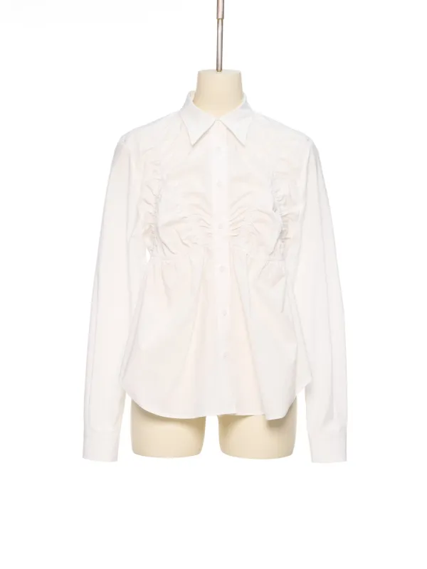 SS26 WHITE BRA SHIRRING SHIRT