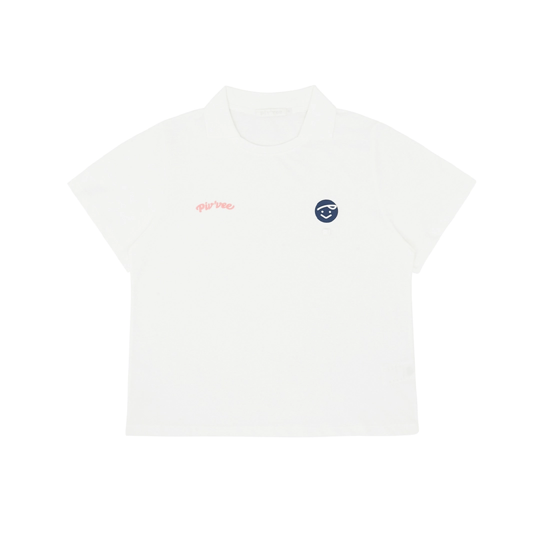 피브비 Piv\'vee Tee Holder Collar T-shirt (cloud white / pink) 상품 이미지 2