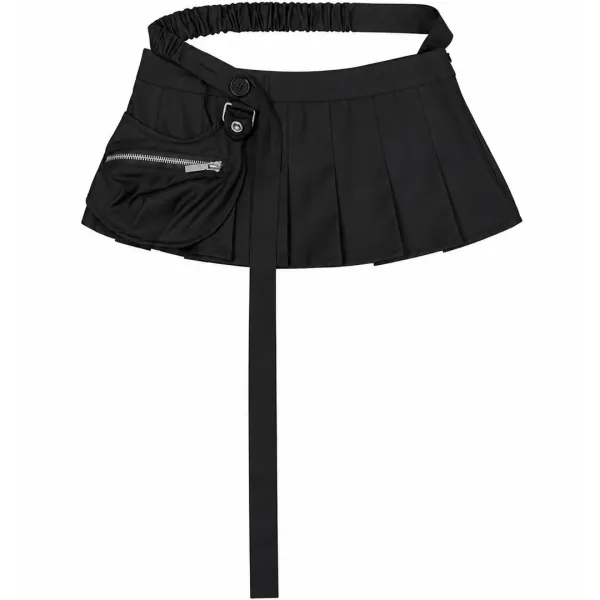 Utility pleated micro skirt (Black)