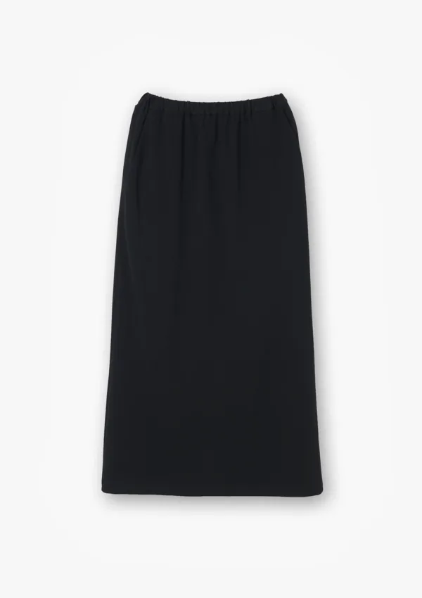 Stretchy straight long skirt Black