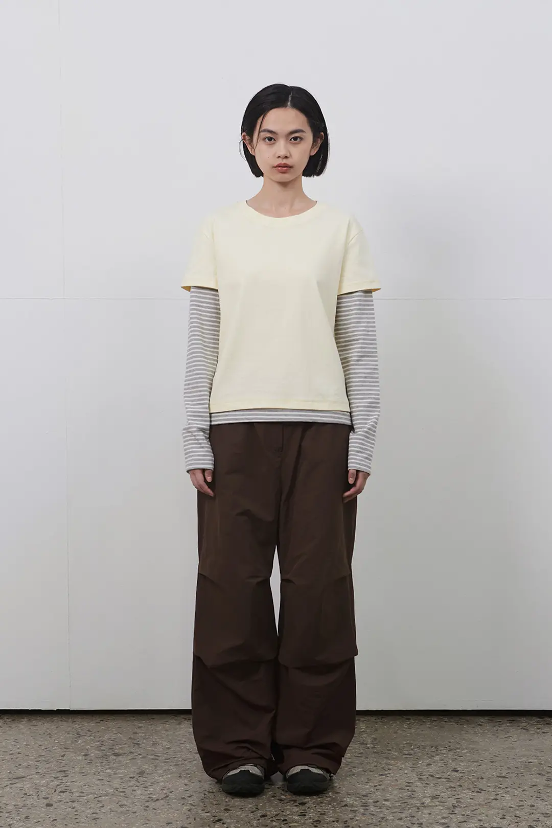 오헤시오 LAYERED STRIPE T-SHIRT, LIGHT YELLOW 상품 이미지 2