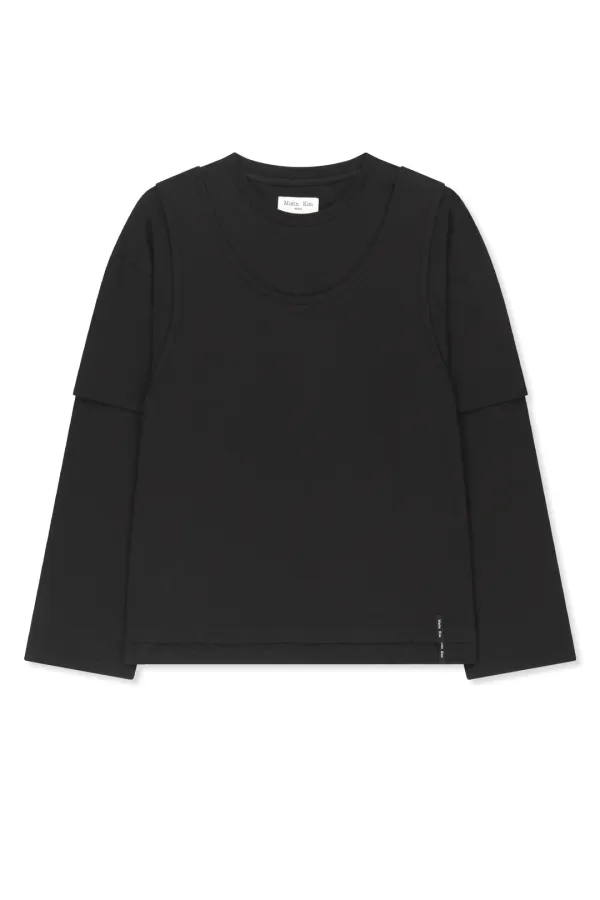 CROSS BACK LAYERED TOP IN BLACK