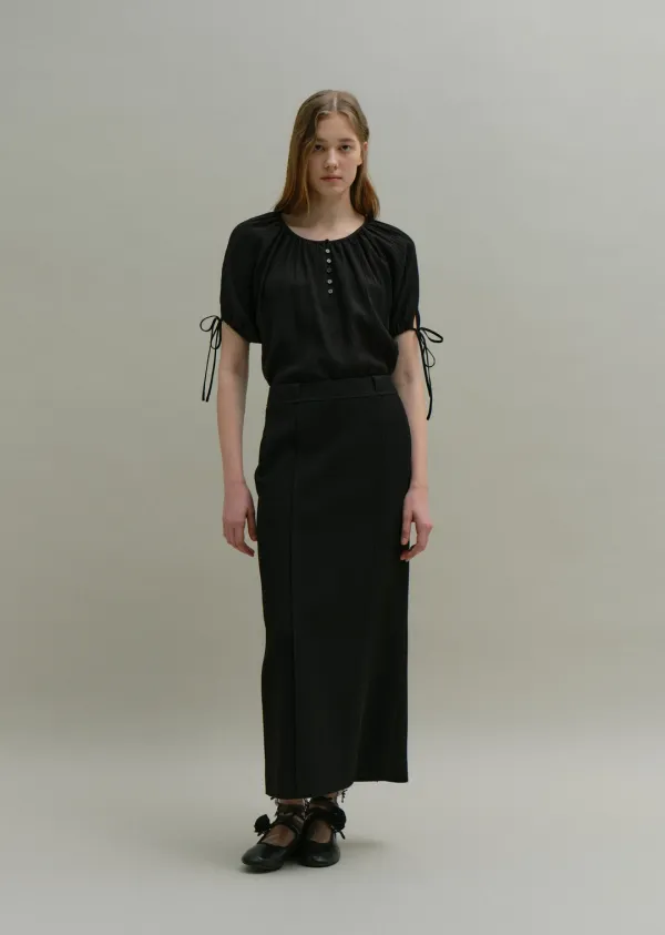 PINTUCK MAXI SKIRT (moat black)