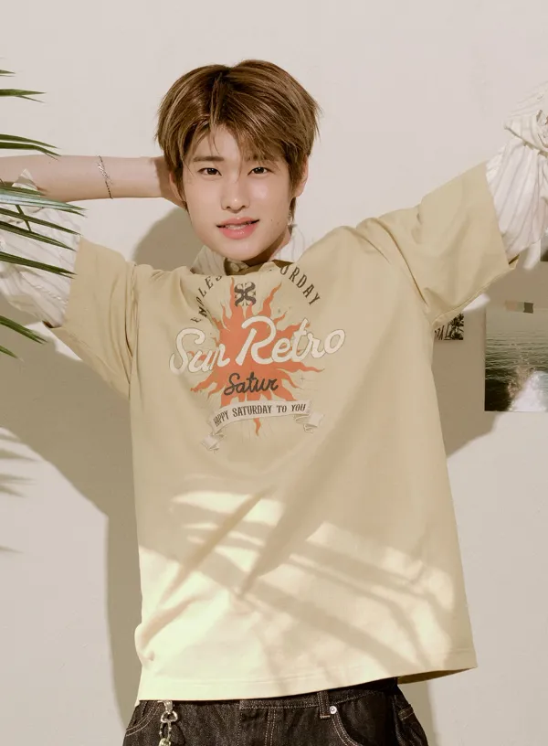 New Sun Retro Graphic T-Shirt - Yellow