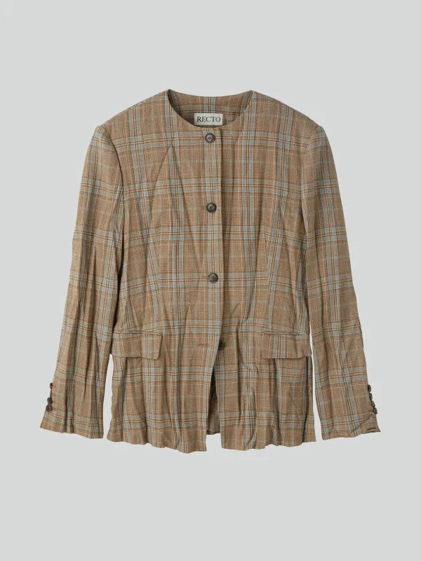 CRINKLE VINTAGE CHECK JACKET (CAMEL)