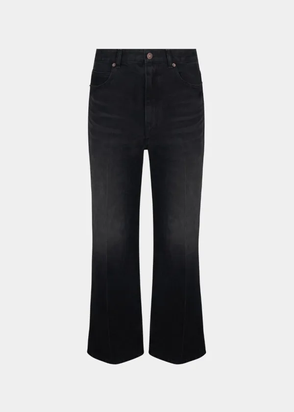 W TIMELESS WASHED FLARED JEANS - BLACK
