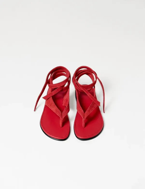 Suede Strap Sandal (Red)