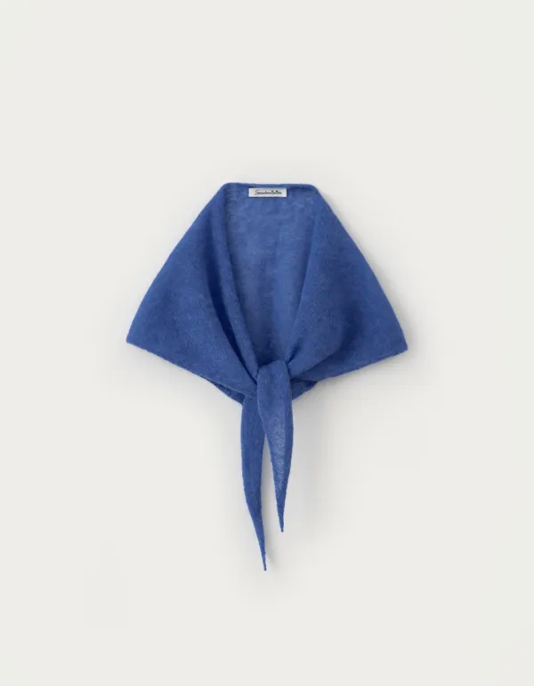 Kid Mohair Knit Scarf - Cobalt Blue
