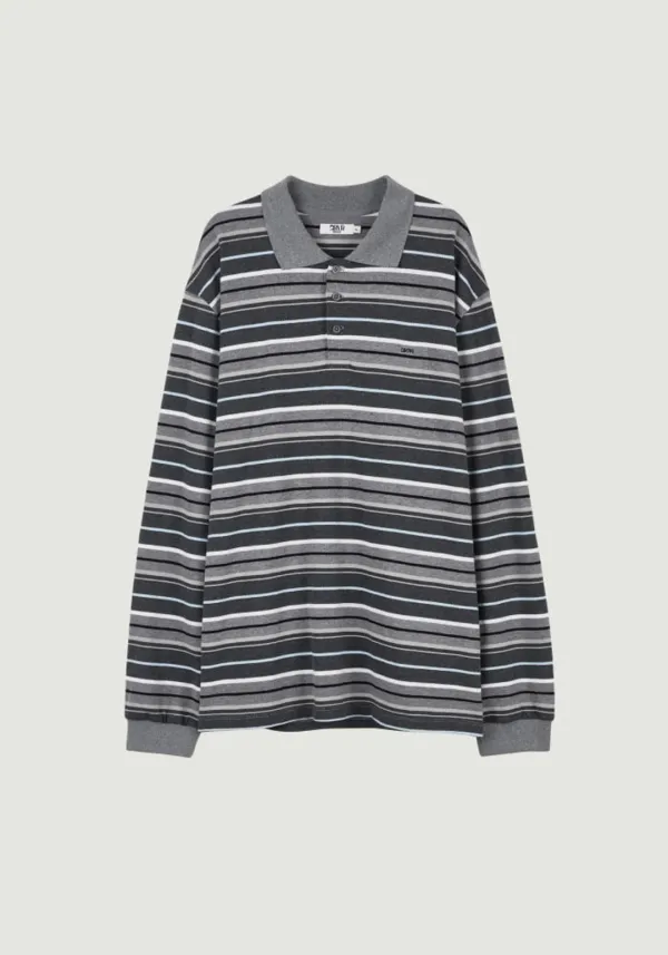 26FW CARELL OVER-FIT STRIPE LS PIQUE SHIRT