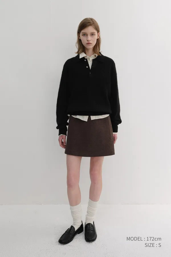 WOOL MINI SKIRT DEEP BROWN_UDSK6D224W3