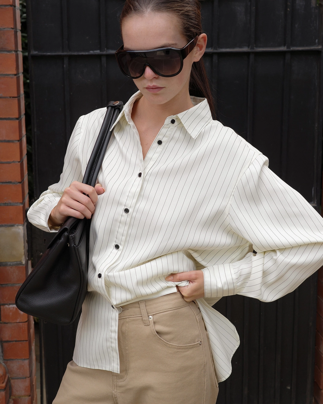 누아르나인 Classic Pinstripe Shirt [IVORY] 상품 이미지 2