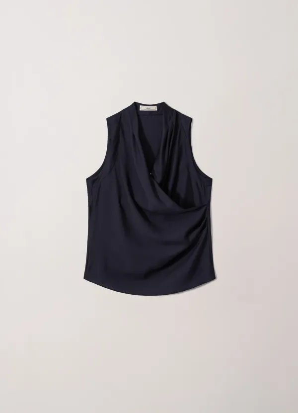 Marian Fluid Halter Blouse (Navy) - Kair