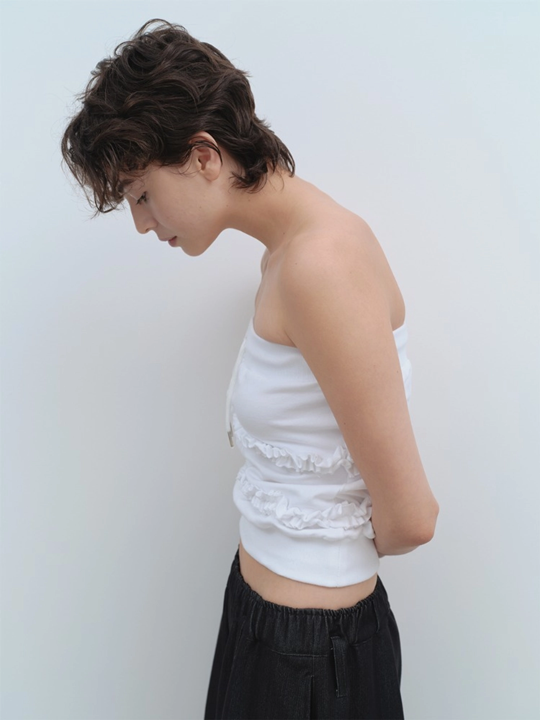 밀로 우먼 Jersey Frill Tube Top [White] 상품 이미지 2