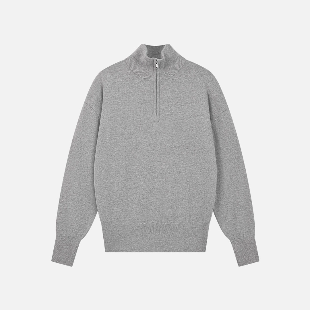 시야쥬 SIKN2200 울 블렌드 하이넥 집업 니트_Melange gray 상품 이미지 2