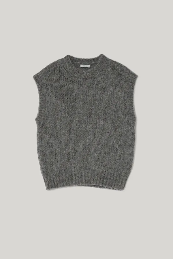 Alpaca sleeveless knit (Ash gray)