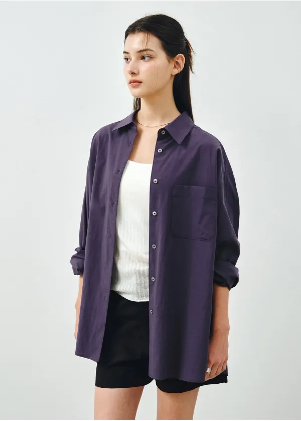 소프트 터치 오버핏 코튼 셔츠 바이올렛 MDSH027VIOLET
