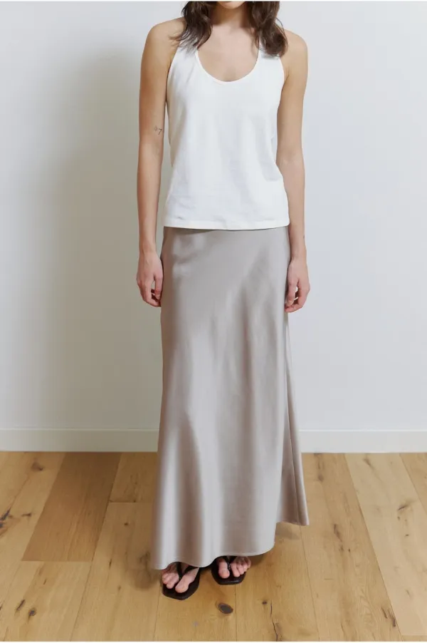 Fabi Satin Skirt in Vintage Silver