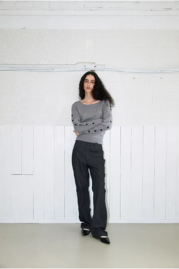 (9/30 예약배송) Striped Flare Pants [Black]