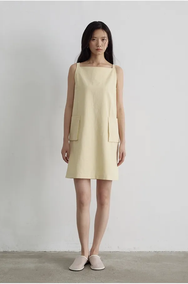 보트넥 포켓 미니 원피스_BUTTER YELLOW