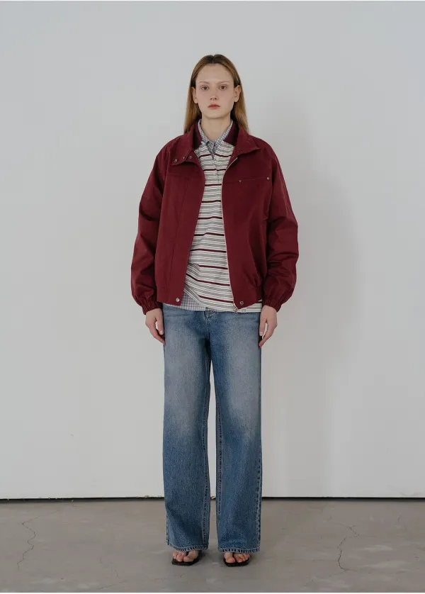 Dusty cotton blouson jumper [KNSS06JP02]_Burgundy