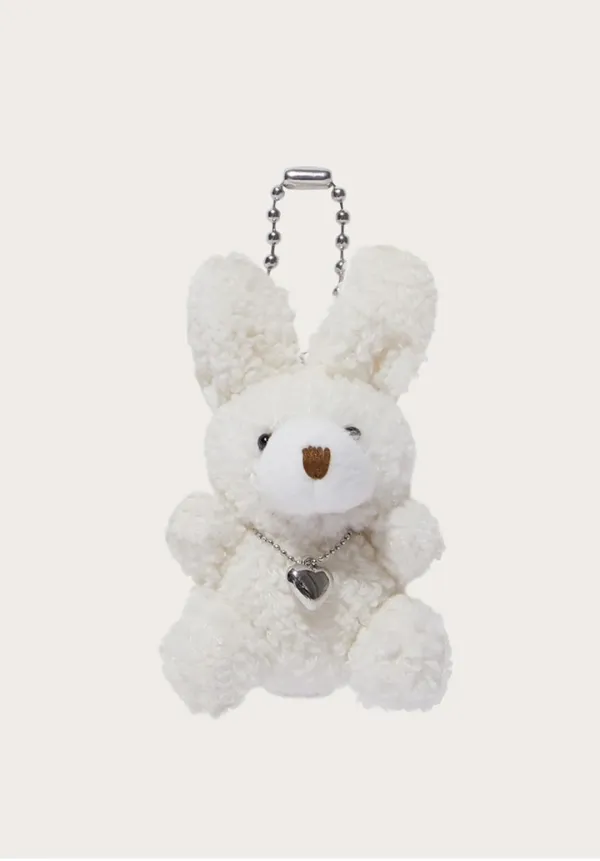 하트 토끼 키링 Heart Rabbit Keyring_Ivory
