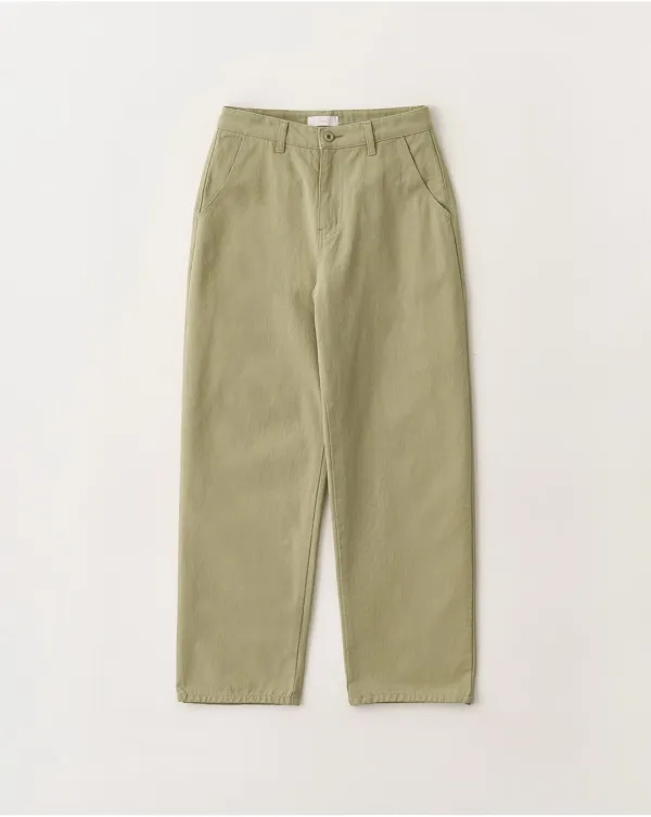 Color wide cotton pants_Green