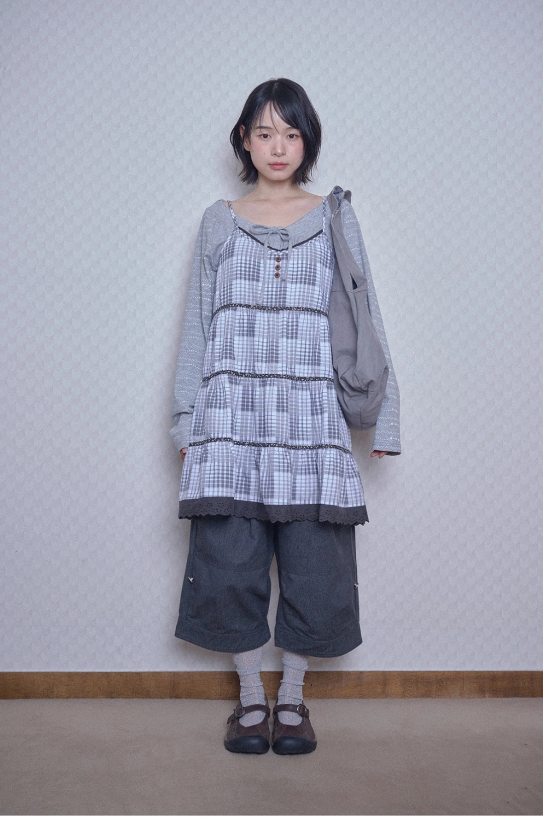 허그유어스킨 Tiered mori sleeveless (Gray) 상품 이미지 1