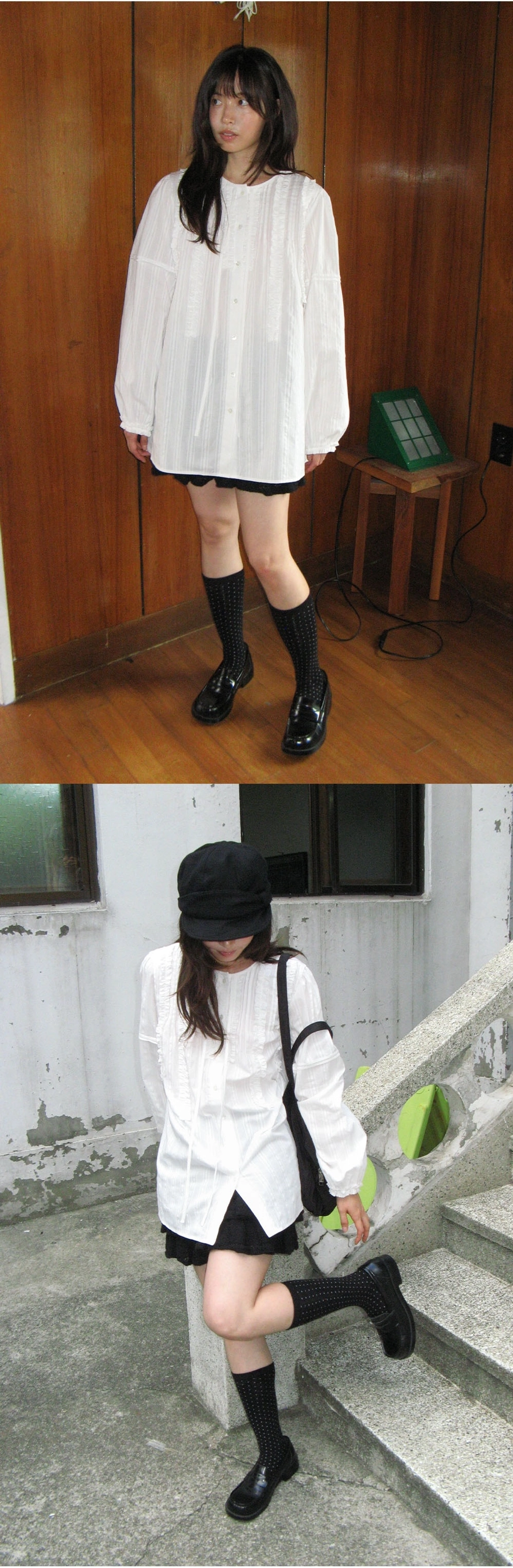 론론 LACE RUFFLE BLOUSE IVORY 상품 이미지 2