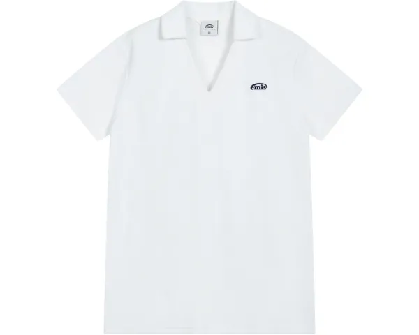 TERRY COLLARED DRESS-WHITE