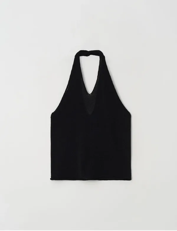 Twist Back Halter Knit(Black)