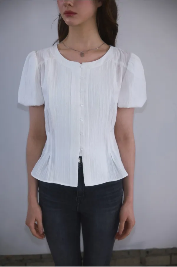 Lissome Flare Blouse [White]