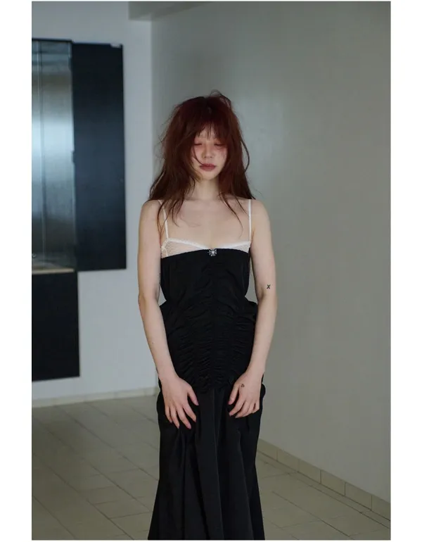 shirred tube-top dress