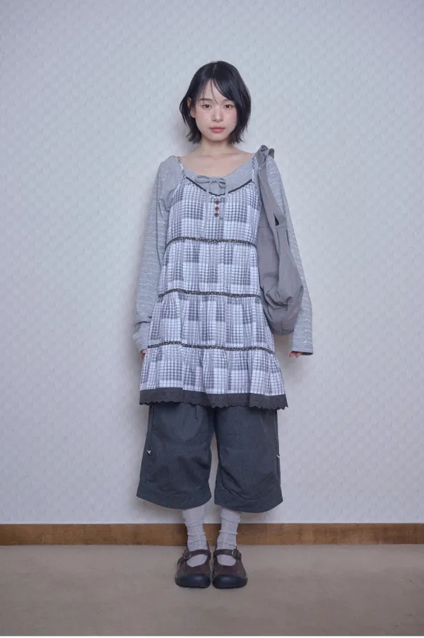 Balloon pintuck capri pants (Charcoal)