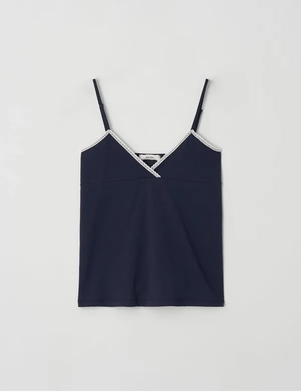 Lace Sleeveless Top(Navy)