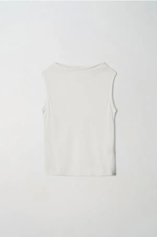 [26 Summer] Soft neck top - White