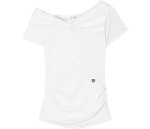Twisted Overlay Off-Shoulder Top [ White ]